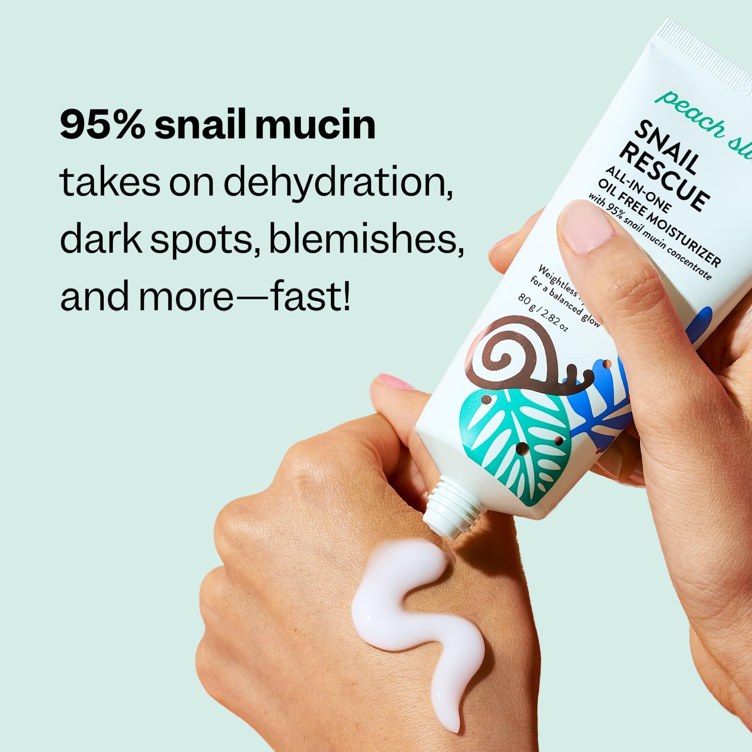 Peach Slices | Snail Rescue All-in-One Oil Free Face Moisturizer | 95% Snail Mucin | Lightweight, Long-Lasting Hydration | Silicone-Free | Face Cream | Skin Care | Clean & Cruelty-Free | 2.82 oz